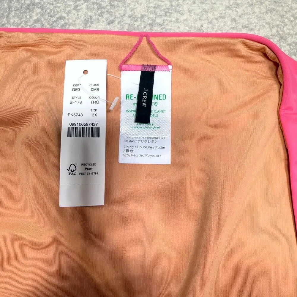 J.Crew High Rise Bikini Bottom Bathing suit Pink Ladies‎ Size 3X NEW BF178 TRO